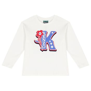 Girls Ivory Logo Long Sleeve Top