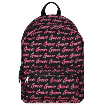 Girls Black & Pink Logo Backpack