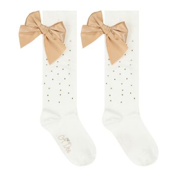 Girls White Diamante Socks