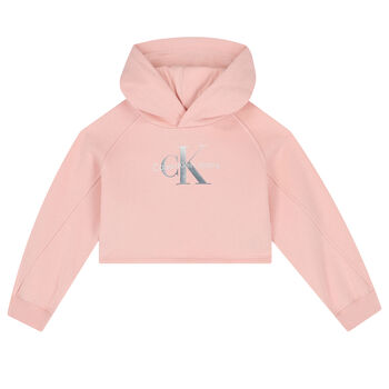 Girls Pink Logo Hooded Top