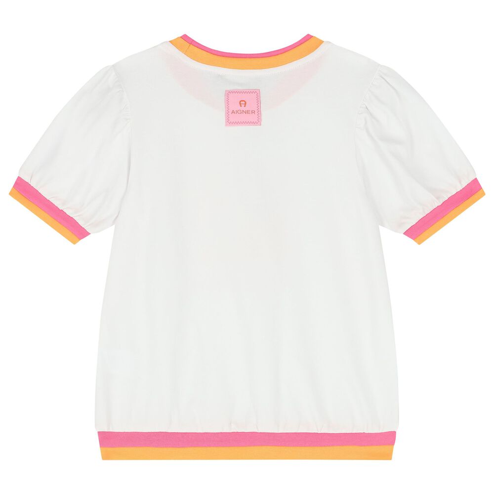 Aigner Girls White Logo T-Shirt | Junior Couture UAE