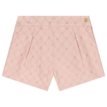 Girls Pink Jacquard Flower Shorts