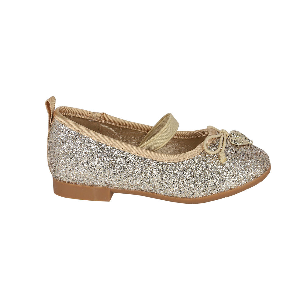 Angel's Face Younger Girls Gold Glitter Shoes | Junior Couture UAE