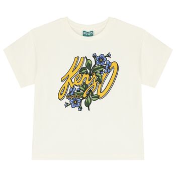 Girls Ivory Floral Logo T-Shirt