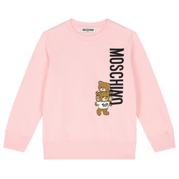 Girls Pink Teddy Bear Logo Sweatshirt