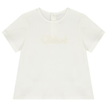 Younger Girls Ivory Logo T-Shirt