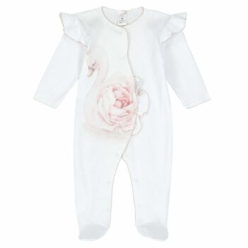 Sofija - Baby Girls Ivory Cotton Floral Bodysuit Set