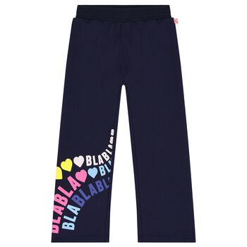 Girls Navy Blue Logo Joggers